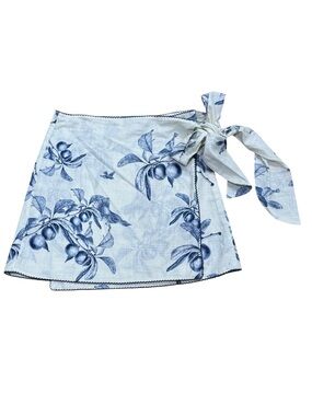 Agua Bendita Sz L Sarong Ziara Black Friday Blue off white Coverup Wrap Skirt